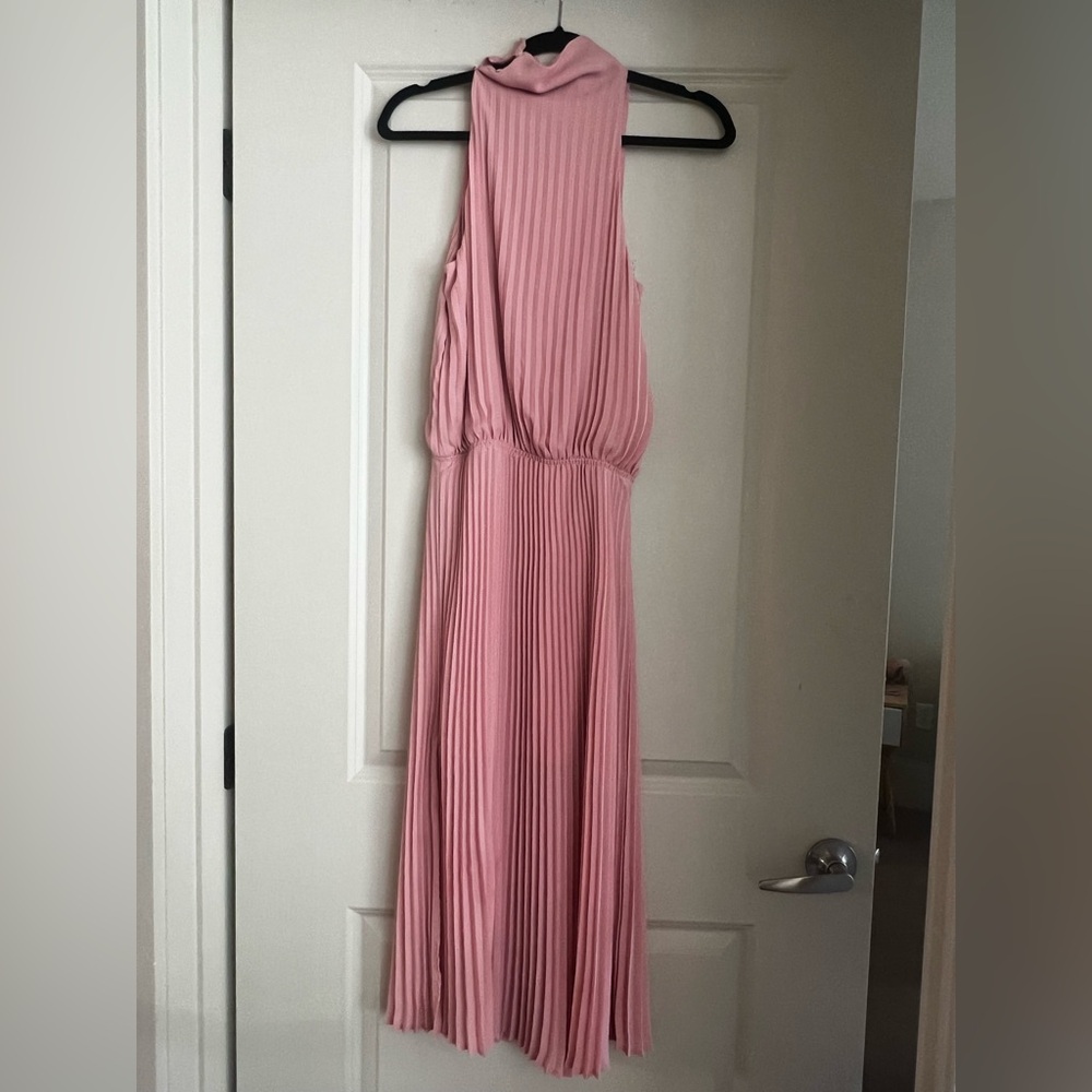 Babaton Pleated Midi Dress XS – Dusty Pink